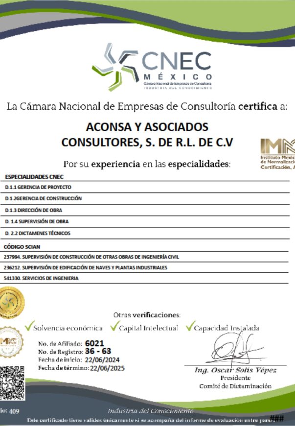 Certificación CNEC ISO 17040 Aconsa 24-25 Certificación CNEC ISO 17040 Aconsa 24-25